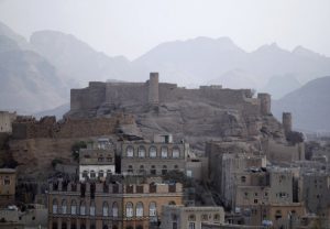 View of the historical Radda castle, overtaken by al Qaeda militants, southeast of Yemeni capital Sanaa